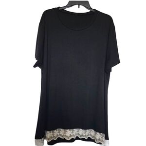 SHEIN Black Tunic With Laced  Cream Hem 2XL